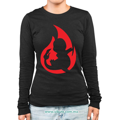 Playera Mujer Manga Larga Pokemon Charmander