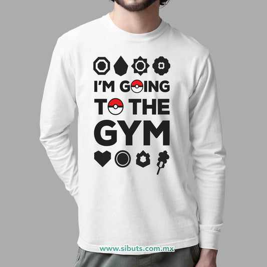 Playera Hombre Manga Larga Pokemon Go I´m Go To The Gym