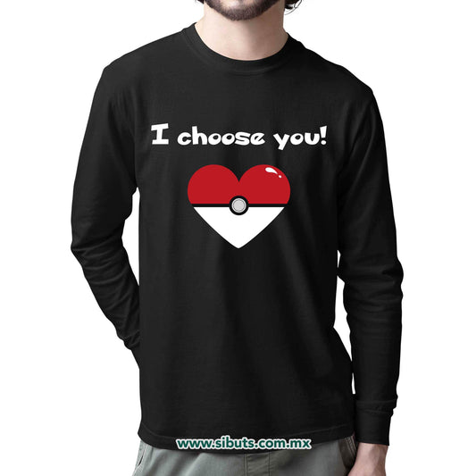 Playera Hombre Manga Larga Pokemon I Chose You