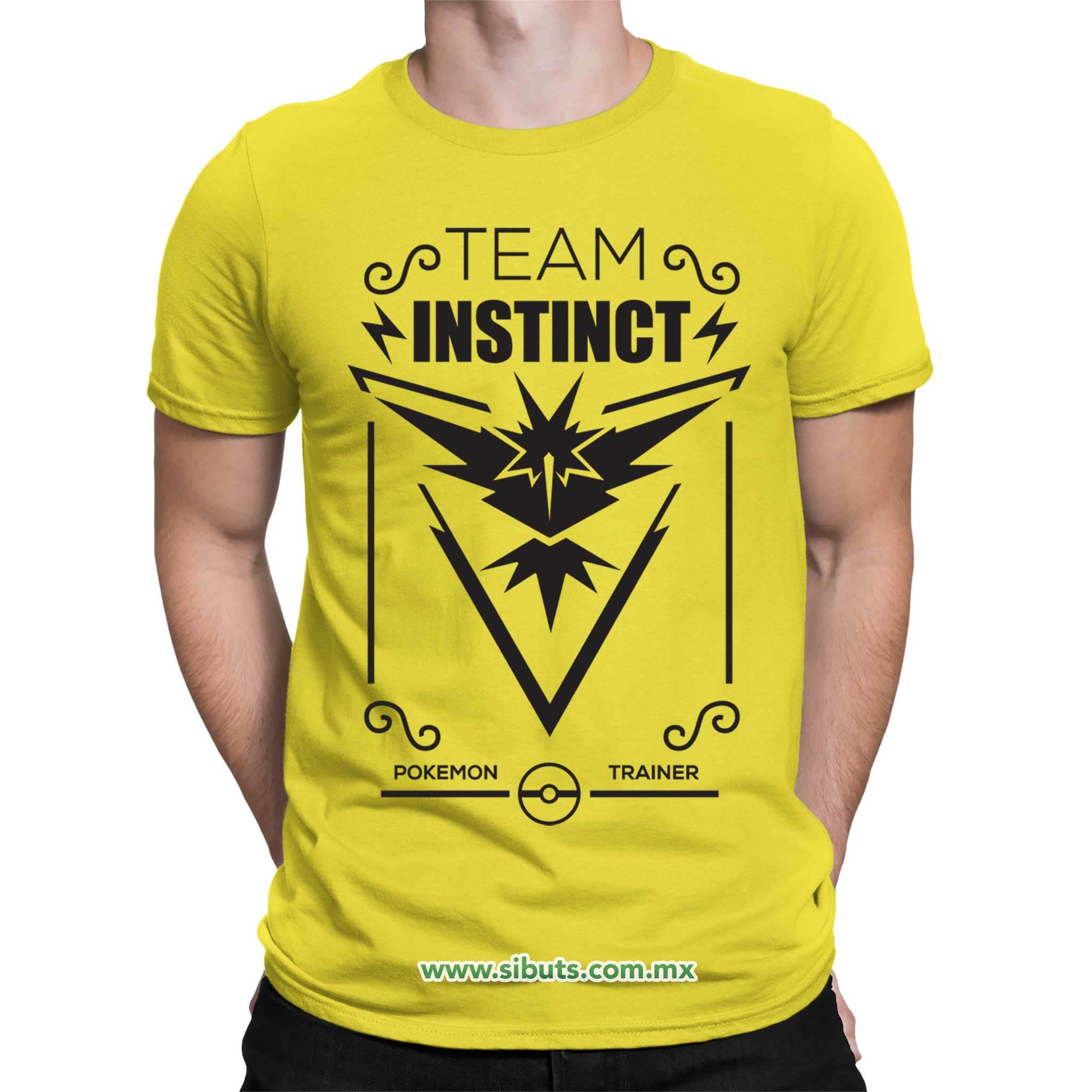 Playera Hombre Pokemon Team Instinct Amarillo