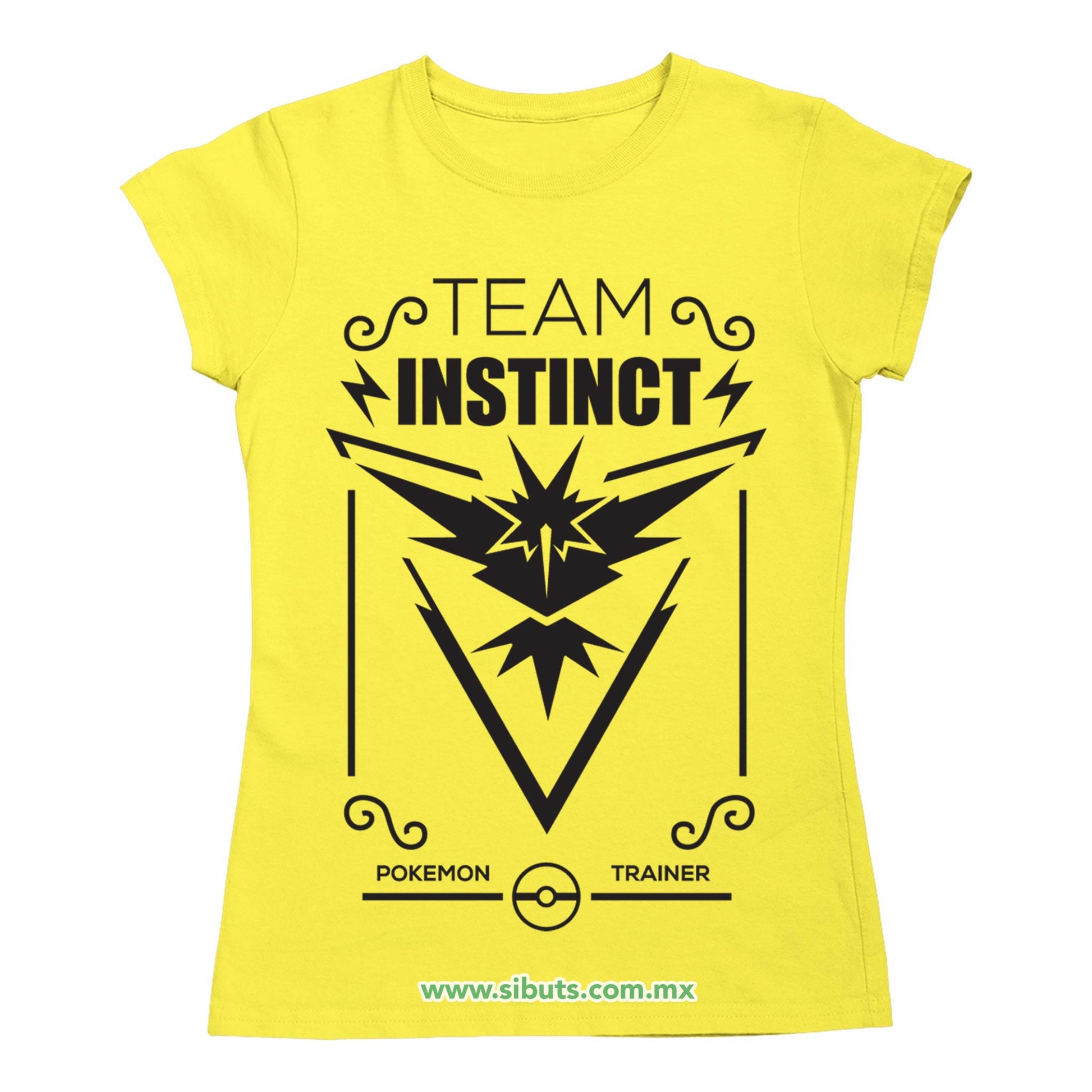Playera Mujer Pokemon Team Instinct Amarillo