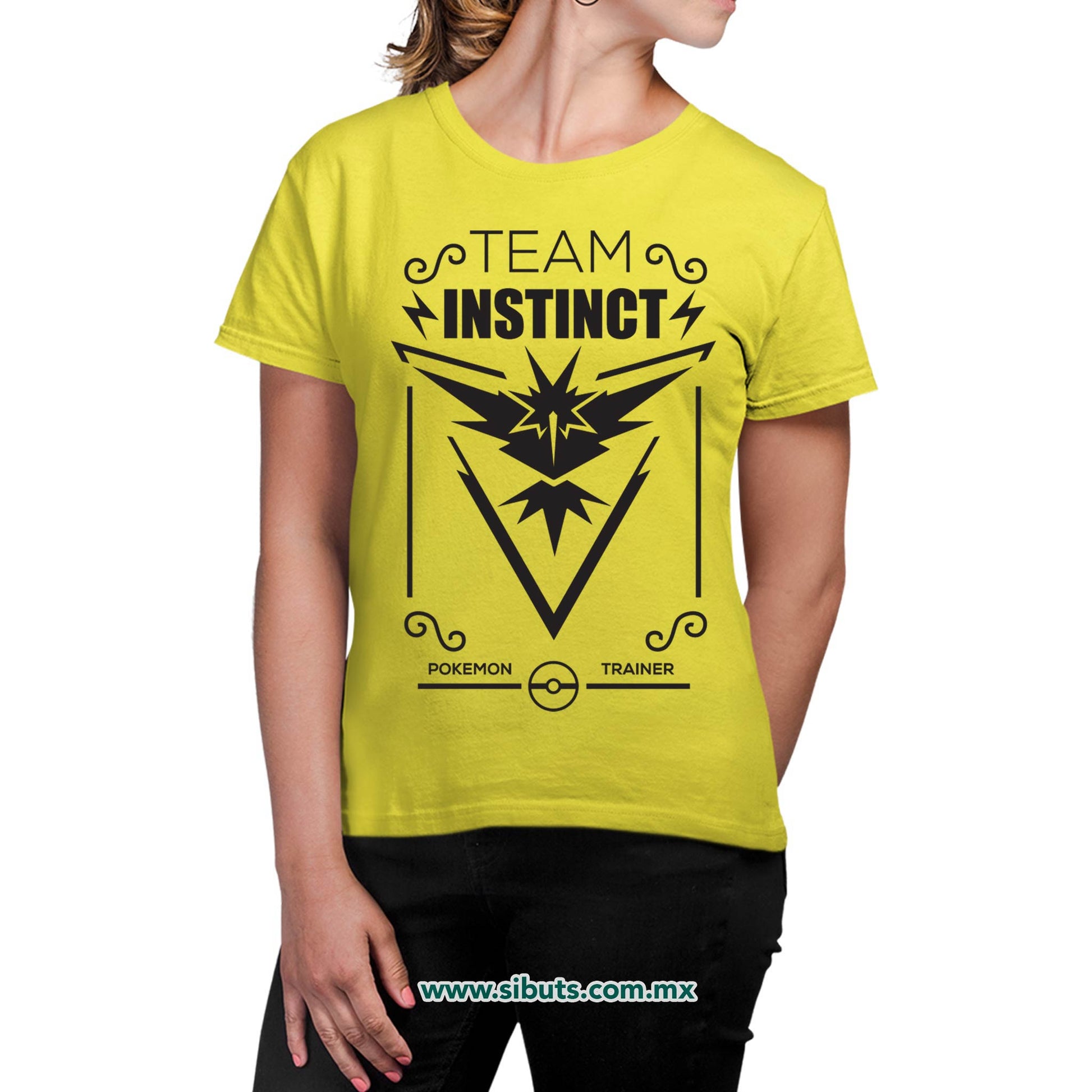 Playera Mujer Pokemon Team Instinct Amarillo