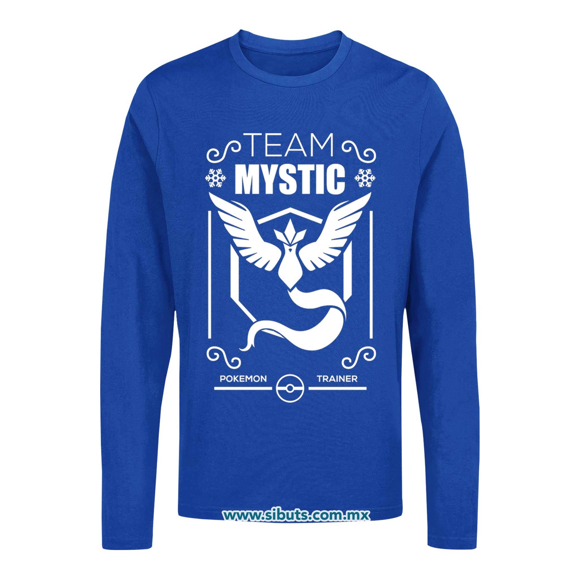 Playera Hombre Manga Larga Pokemon Team Mystic Azul