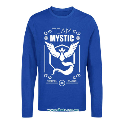 Playera Hombre Manga Larga Pokemon Team Mystic Azul