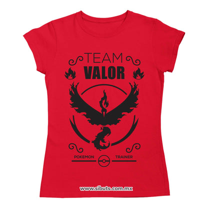 Playera Mujer Pokemon Go Team Valor Rojo