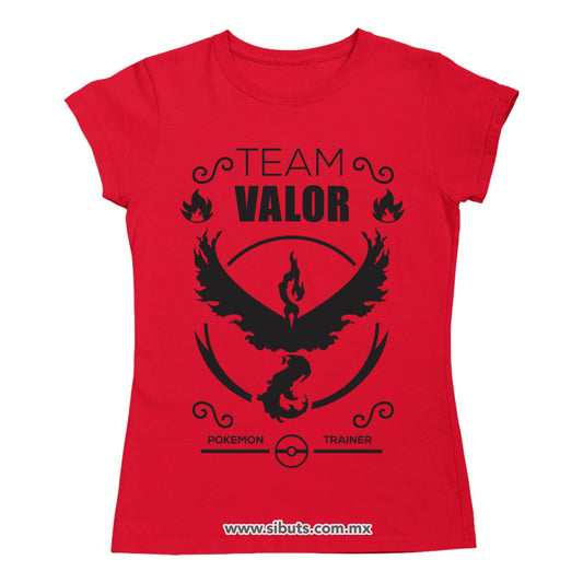 Playera Mujer Pokemon Go Team Valor Rojo