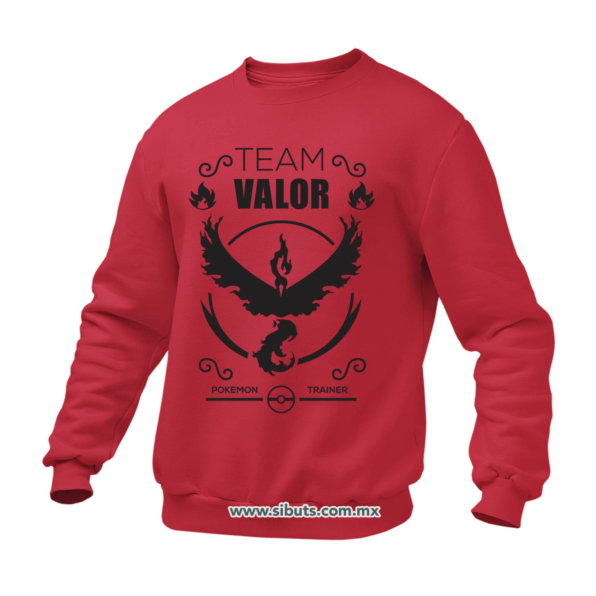 Sudadera Hombre Cuello Redondo Pokemon Go Team Valor Rojo