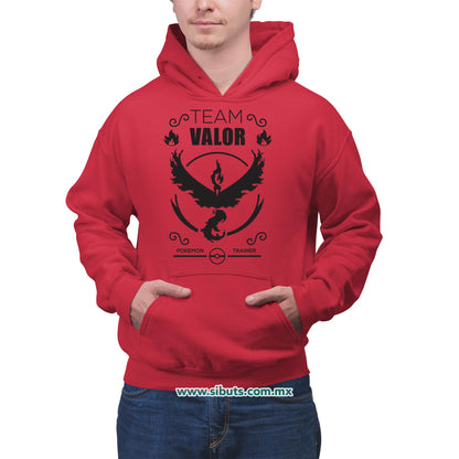 Sudadera Hombre Gorro Pokemon Go Team Valor Rojo
