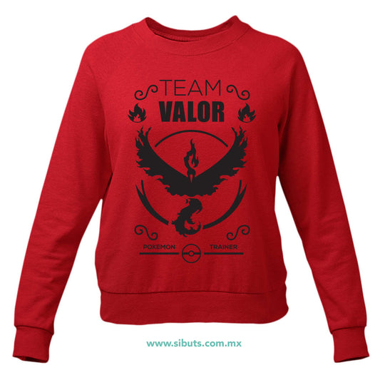 Sudadera Mujer Cuello Redondo Pokemon Go Team Valor Rojo