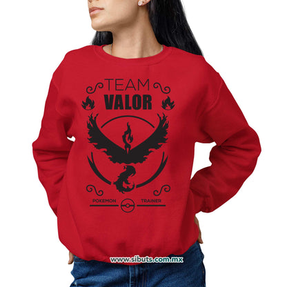 Sudadera Mujer Cuello Redondo Pokemon Go Team Valor Rojo