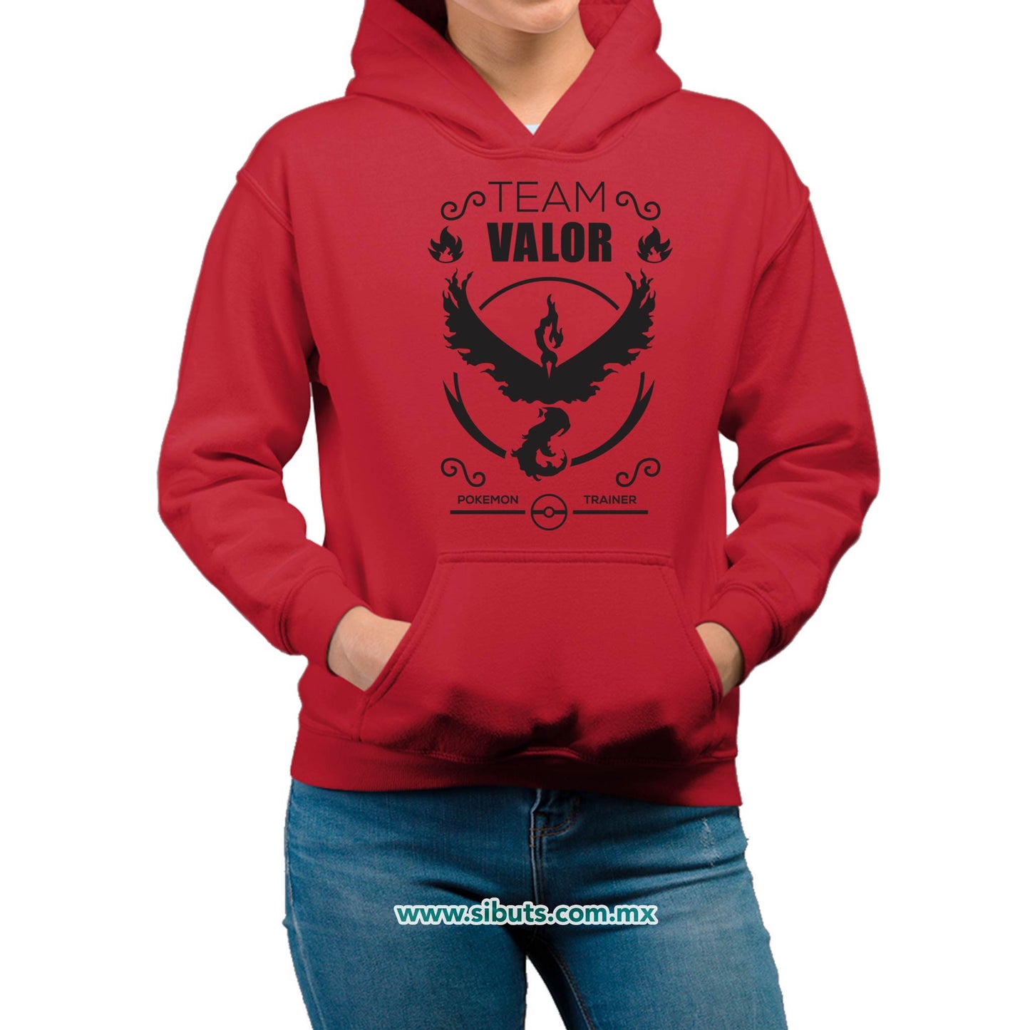 Sudadera Mujer Gorro Pokemon Go Team Valor Rojo