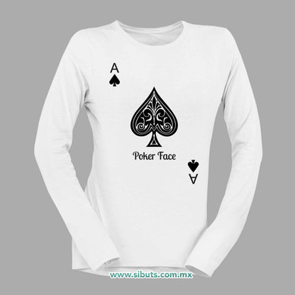 Playera Mujer Manga Larga Poker Face