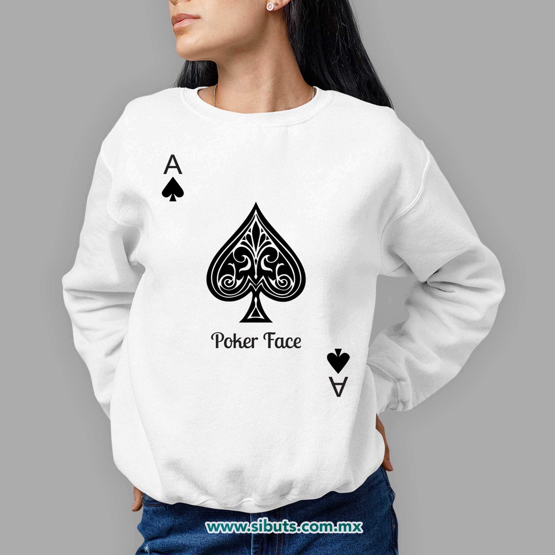 Sudadera Mujer Cuello Redondo Poker Face