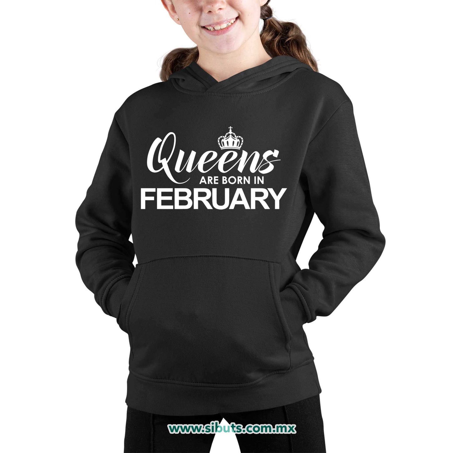 Sudadera Niño Gorro Las Reinas Nacieron En Febrero