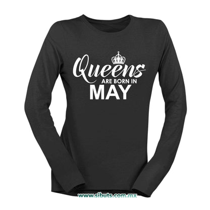 Playera Mujer Manga Larga Las Reinas Nacieron En Mayo