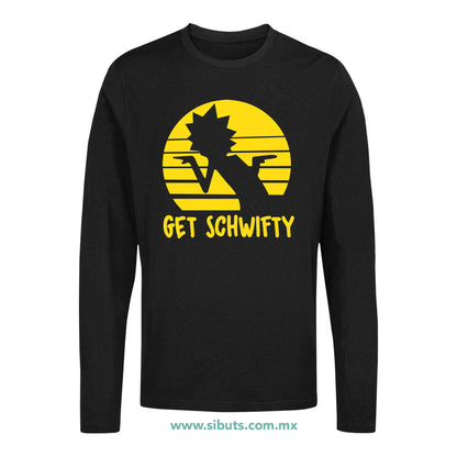 Playera Hombre Manga Larga Rick And Morty Get Schwifty