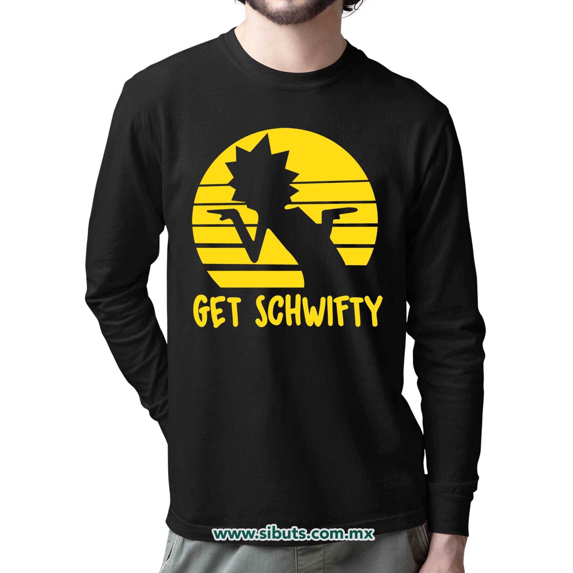 Playera Hombre Manga Larga Rick And Morty Get Schwifty