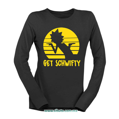 Playera Mujer Manga Larga Rick And Morty Get Schwifty