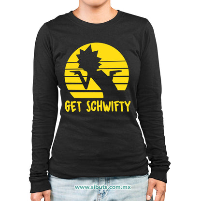 Playera Mujer Manga Larga Rick And Morty Get Schwifty