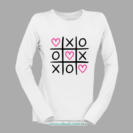 Playera Mujer Manga Larga San Valentin Juego de Gato