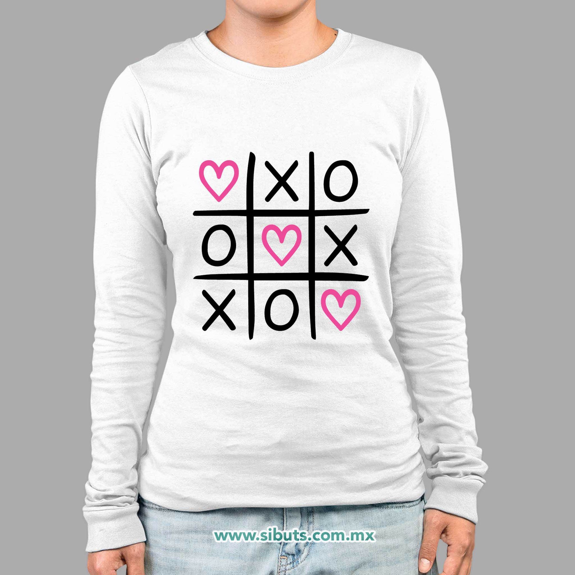 Playera Mujer Manga Larga San Valentin Juego de Gato