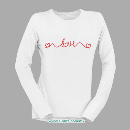 Playera Mujer Manga Larga San Valentin Hilo Corazón Love