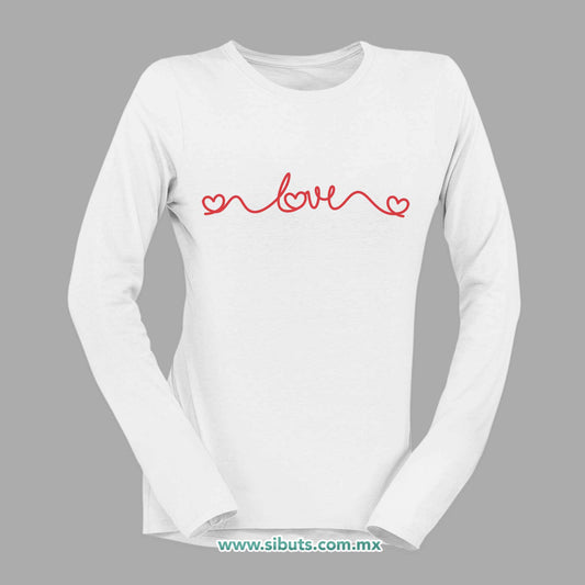 Playera Mujer Manga Larga San Valentin Hilo Corazón Love
