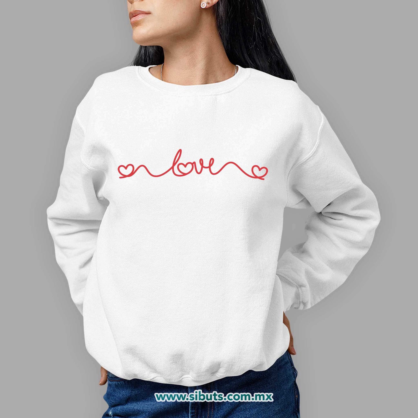 Sudadera Mujer Cuello Redondo San Valentin Hilo Corazón Love