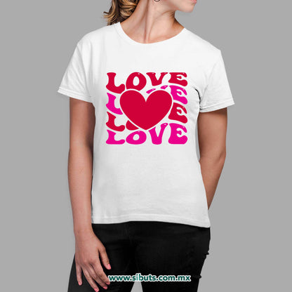 Playera Mujer San Valentin Love Love Corazón