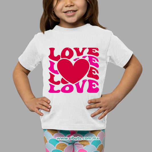 Playera Niño San Valentin Love Love Corazón