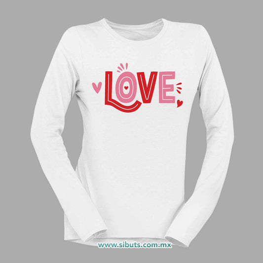 Playera Mujer Manga Larga San Valentin Love