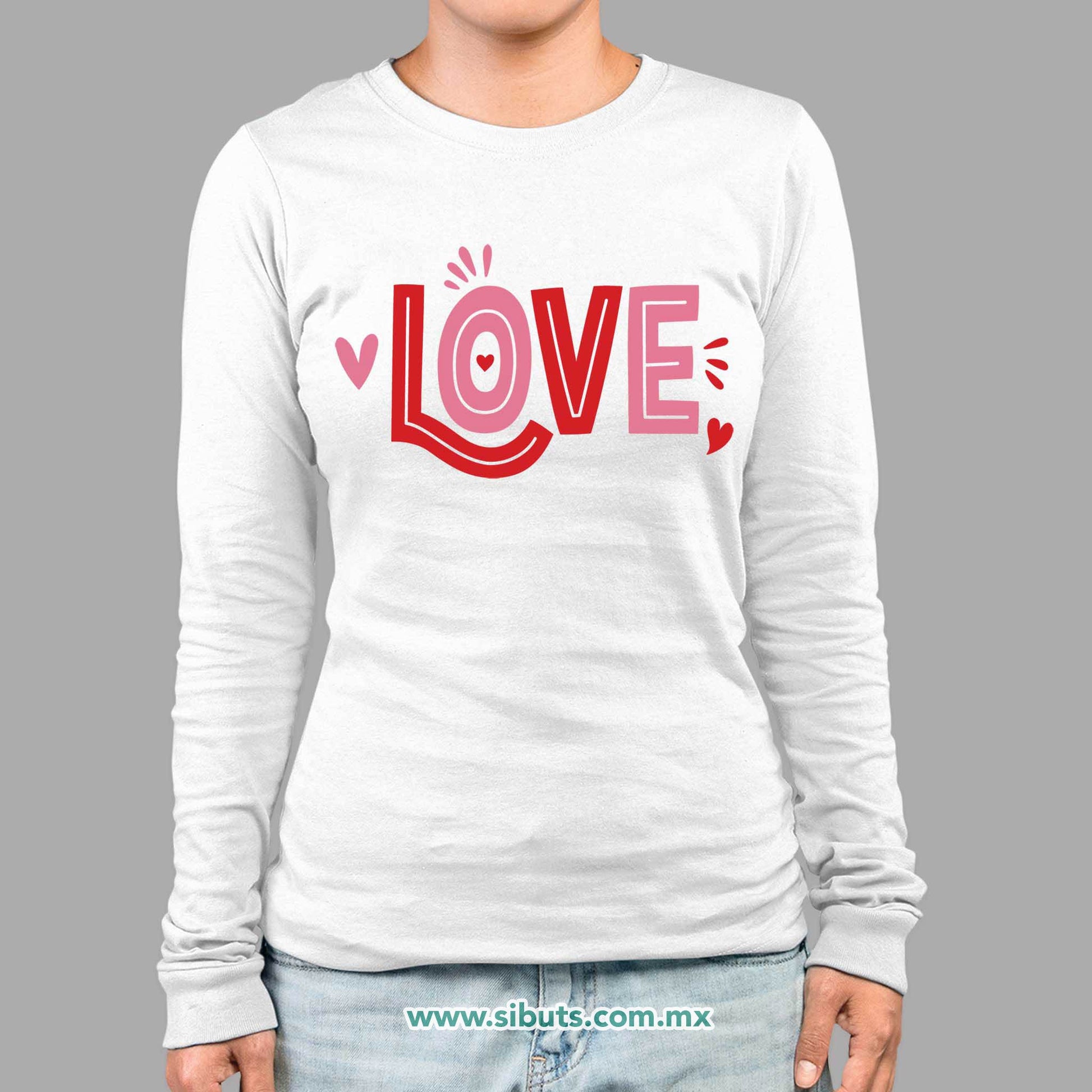 Playera Mujer Manga Larga San Valentin Love