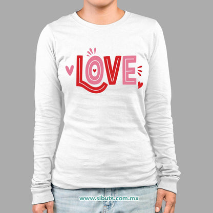 Playera Mujer Manga Larga San Valentin Love