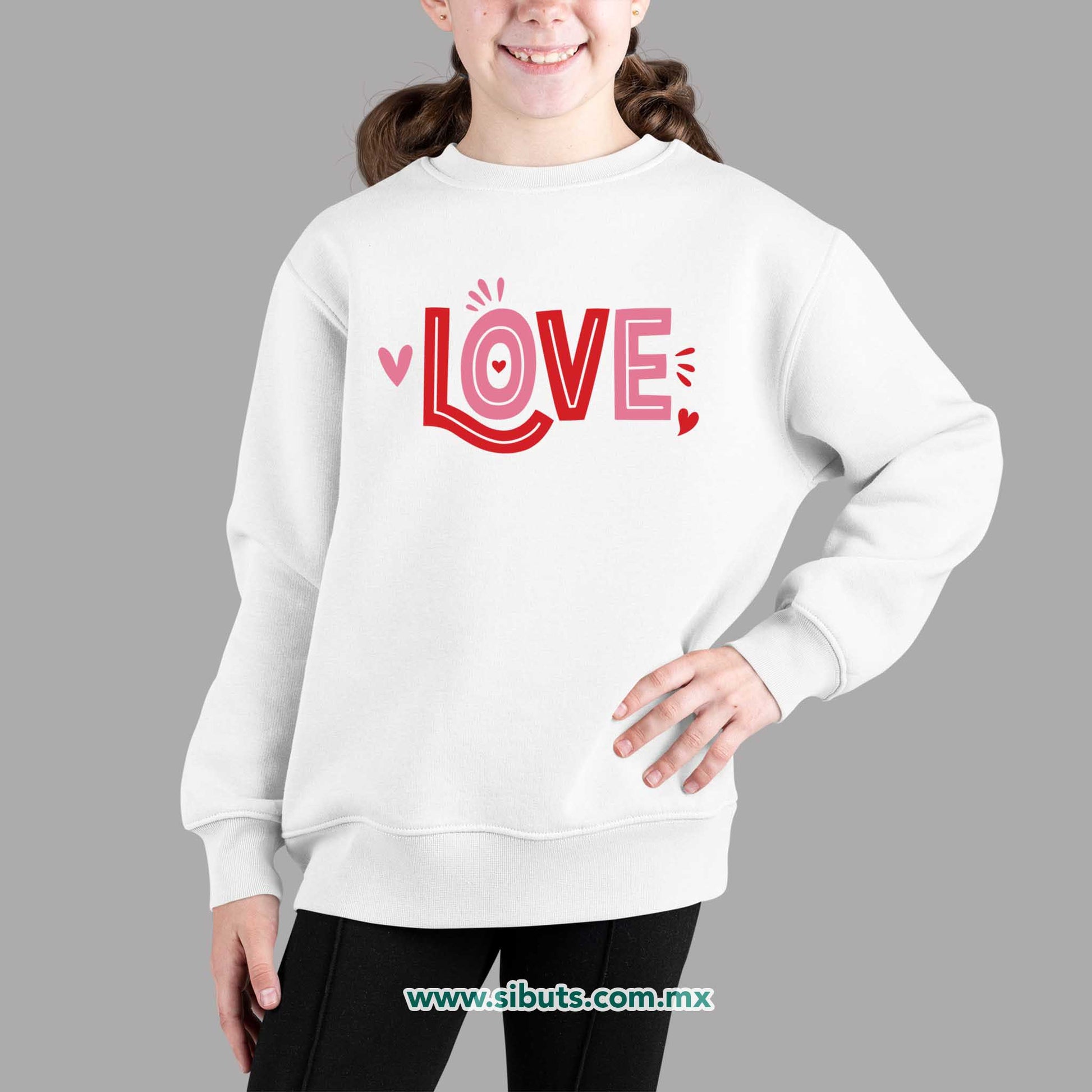 Sudadera Niña Cuello Redondo San Valentin Love Love Corazón