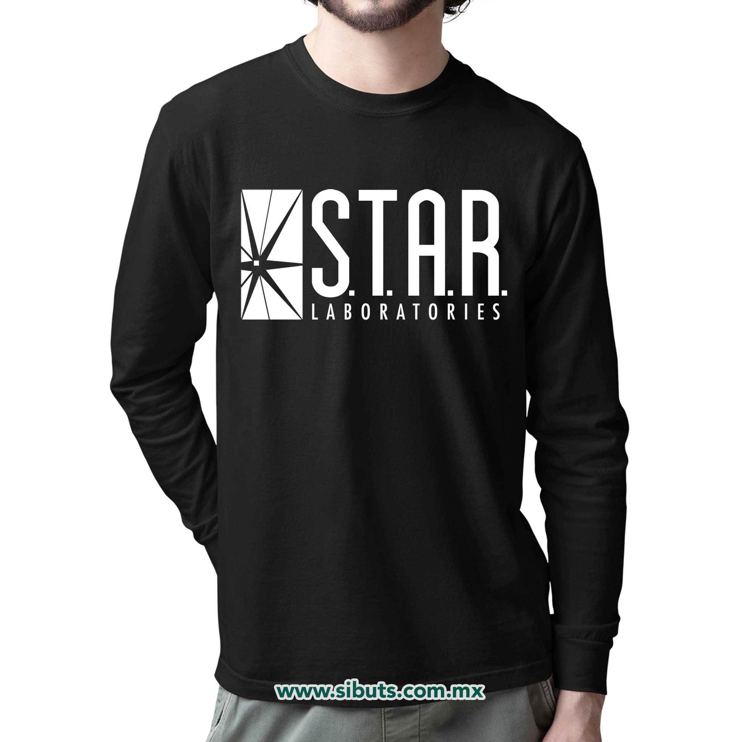 Playera Hombre Manga Larga Flash Star Lab Laboratories
