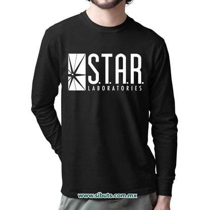 Playera Hombre Manga Larga Flash Star Lab Laboratories
