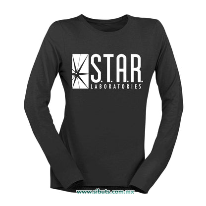Playera Mujer Manga Larga Flash Star Lab Laboratories