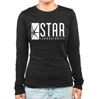 Playera Mujer Manga Larga Flash Star Lab Laboratories