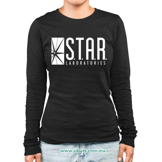 Playera Mujer Manga Larga Flash Star Lab Laboratories