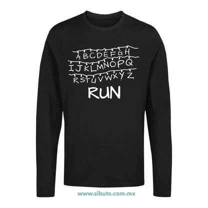 Playera Hombre Manga Larga Stranger Things Abcededario