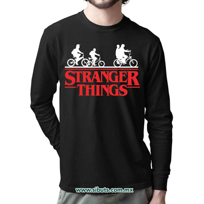 Playera Hombre Manga Larga Stranger Things Bicicletas