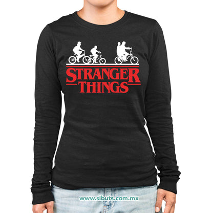 Playera Mujer Manga Larga Stranger Things Bicicletas