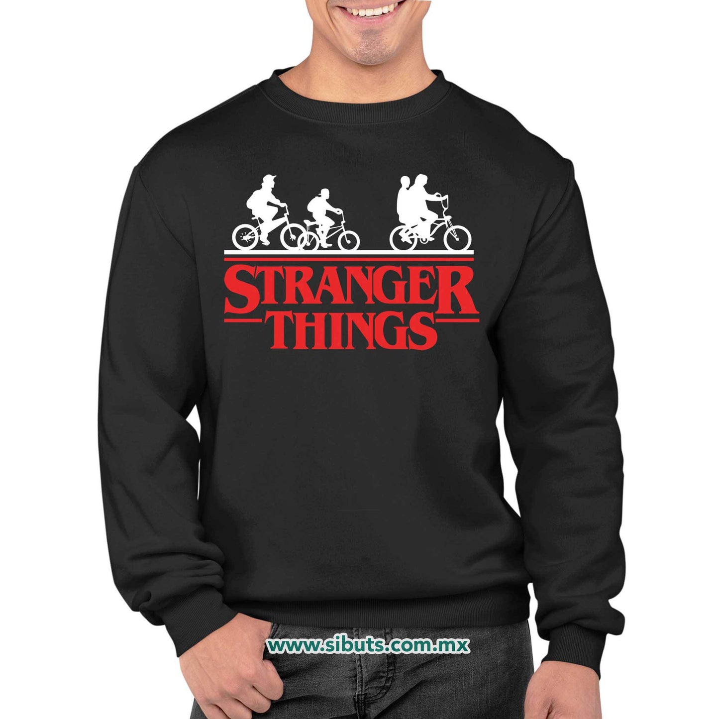 Sudadera Hombre Cuello Redondo Stranger Things Bicicletas