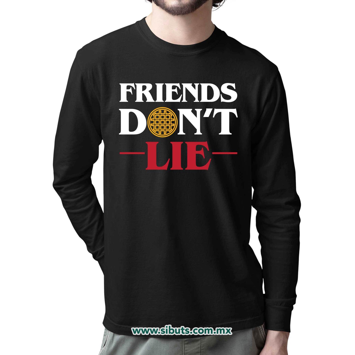 Playera Hombre Manga Larga Stranger Things Friends Don´t Lie