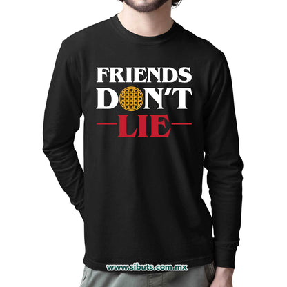 Playera Hombre Manga Larga Stranger Things Friends Don´t Lie