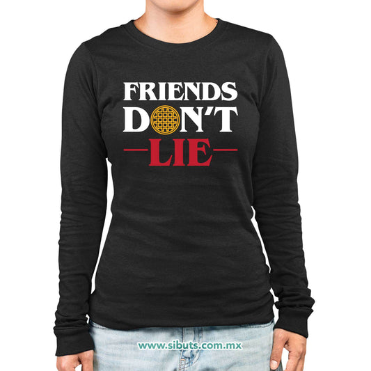 Playera Mujer Manga Larga Stranger Things Friends Don´t Lie