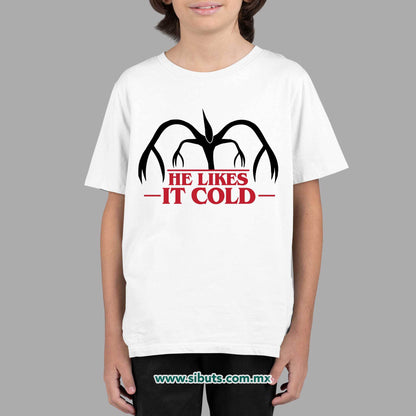 Playera Niño Stranger Things Demogorgon He Likes It Cold
