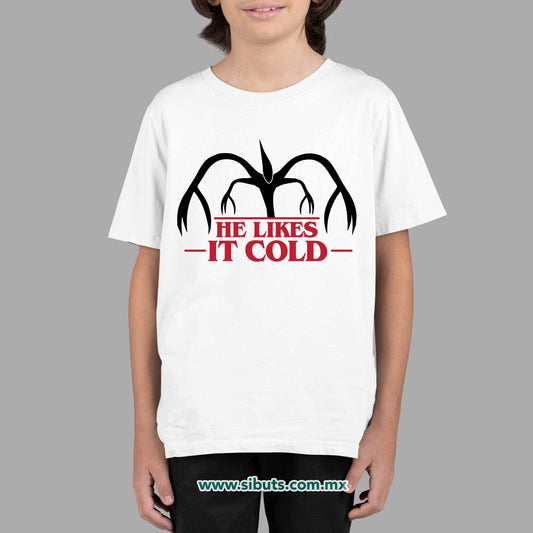 Playera Niño Stranger Things Demogorgon He Likes It Cold