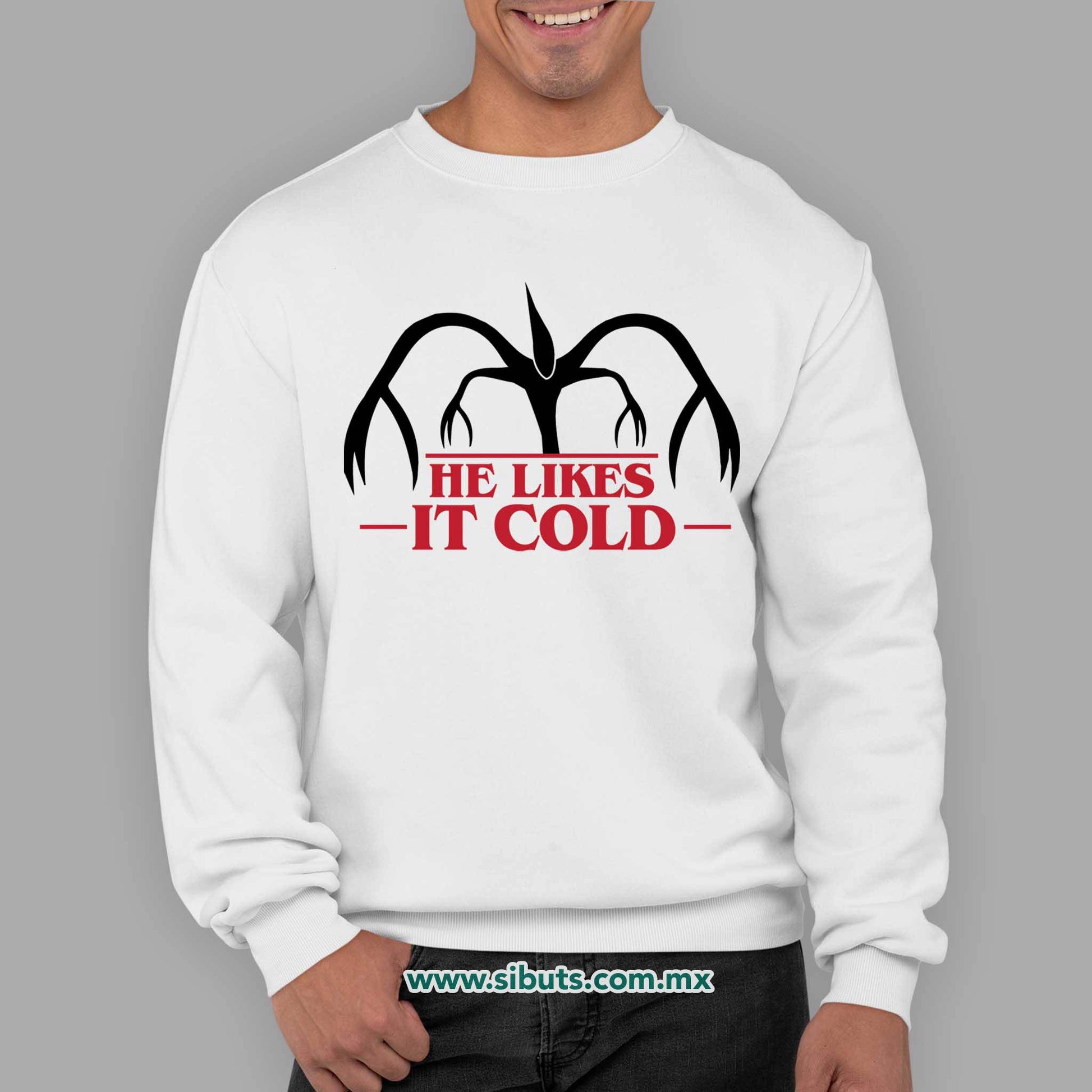Sudadera Hombre Cuello Redondo Stranger Things Demogorgon He Likes It Cold