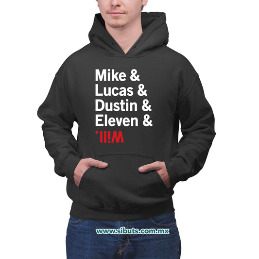 Sudadera Hombre Gorro Stranger Things Names Mike Lucas Dustin Eleven Will